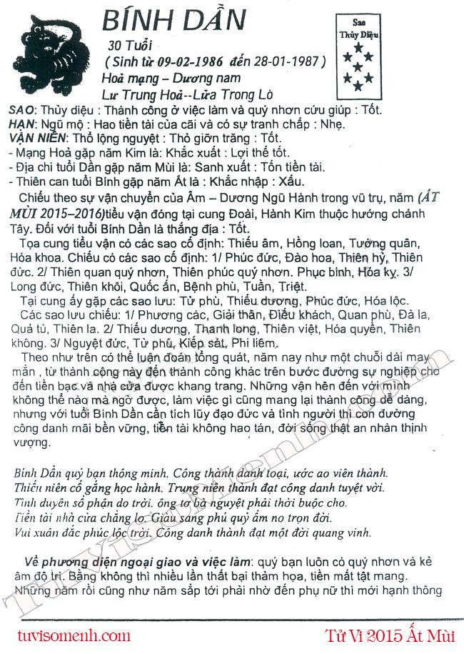 Tử vi 2015 tuổi Bính Dần nam mạng chi tiết | Tử Vi Cổ Học