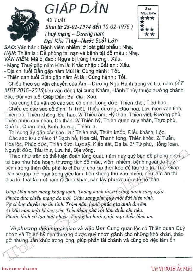 Tử vi 2015 tuổi Giáp Dần nam mạng chi tiết | Tử Vi Cổ Học