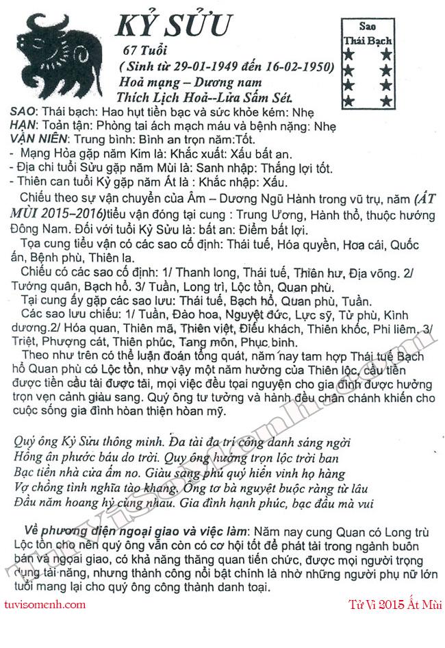Tử vi 2015 tuổi Kỷ Sửu nam mạng chi tiết | Tử Vi Cổ Học