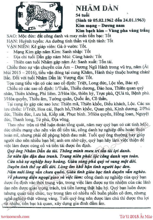 Tử vi 2015 tuổi Nhâm Dần nam mạng chi tiết | Tử Vi Cổ Học
