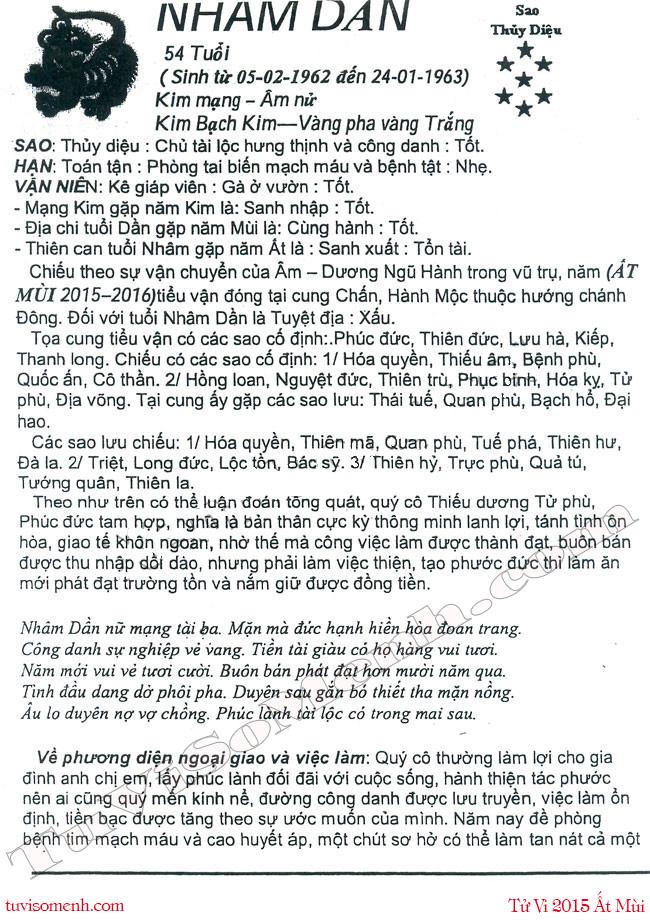 Tử vi 2015 tuổi Nhâm Dần nữ mạng chi tiết | Tử Vi Cổ Học